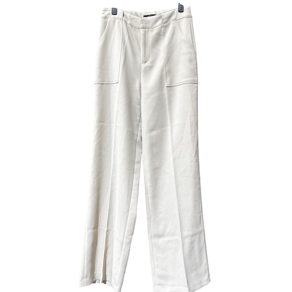 Aqua Pants‎ Womens Small Beige Wide Leg High Rise Pocket Stretch Trousers Office